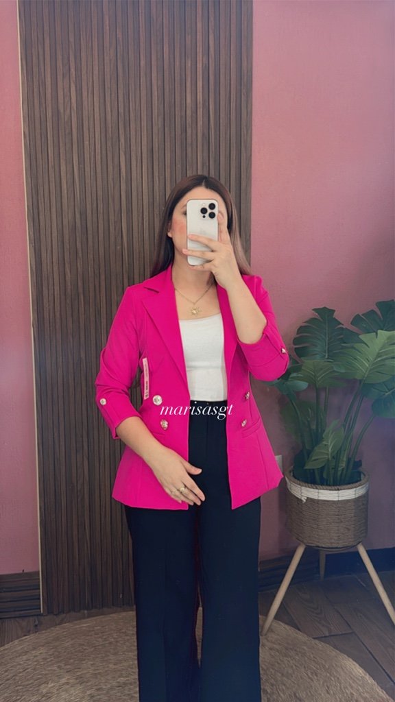 Blazer Manga 3/4 sin Forro Fuscia