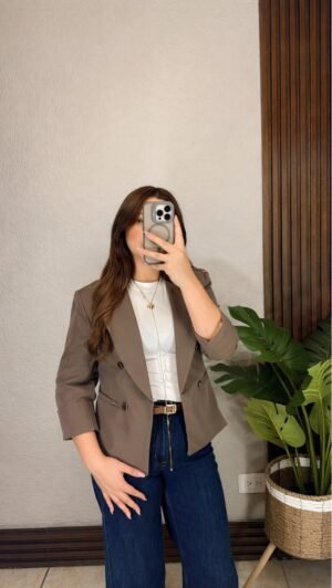Blazer Manga 3/4 con Forro Mocca