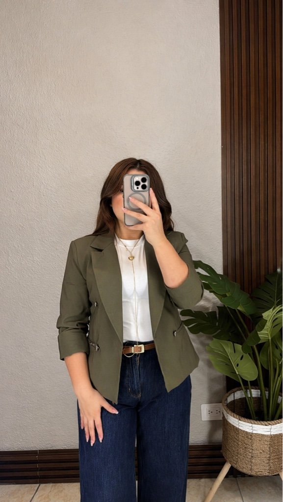 Blazer Manga 3/4 con Forro Verde Muzgo
