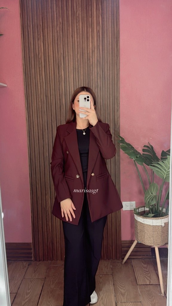 Blazer con Forro 4/B Vino Chocolate