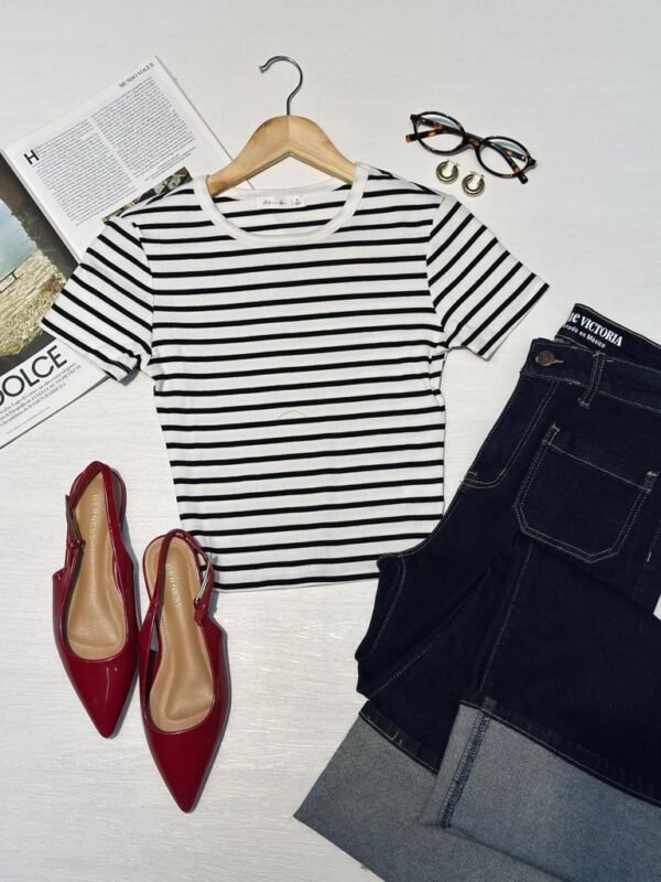 Blusa Básica de Rayas Negro