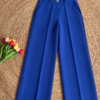 Pantalon de vestir con botones azul pavo