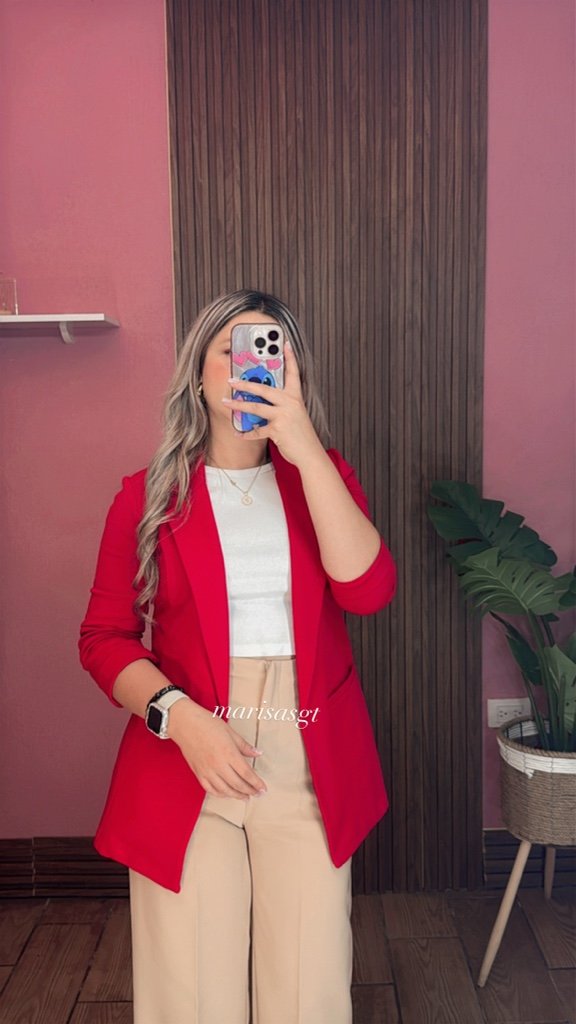 Blazer Manga Plisada Rojo