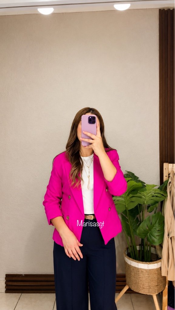 Blazer Manga 3/4 con Forro Fuscia