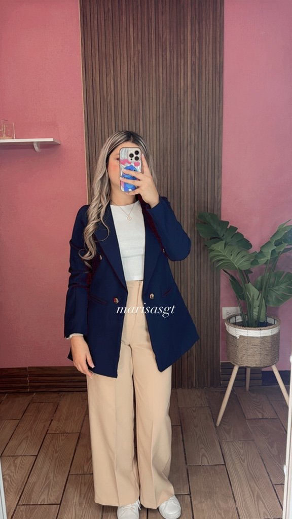 Blazer con Forro 4/B Azul Marino