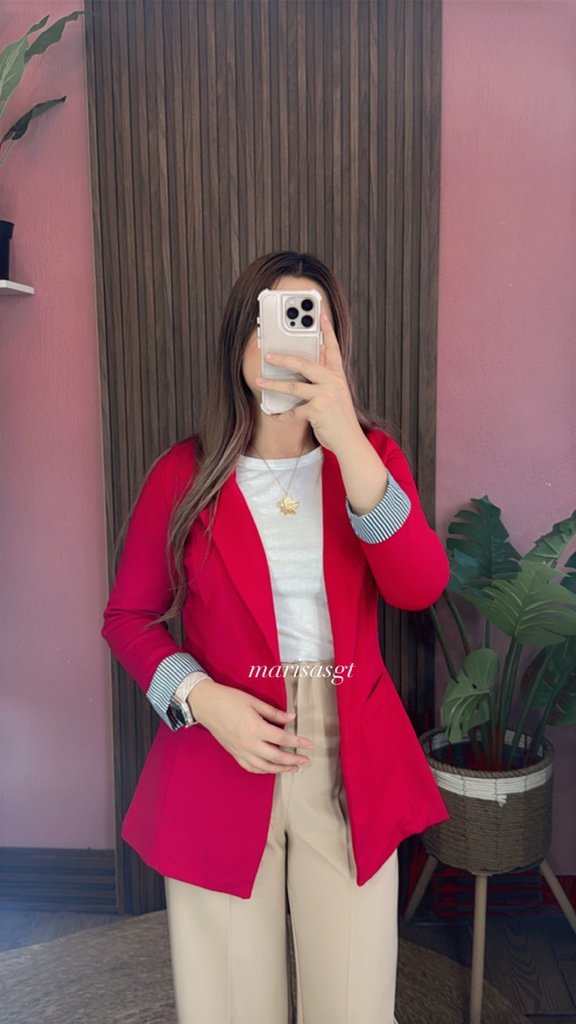 Blazer Manga Rayada Rojo