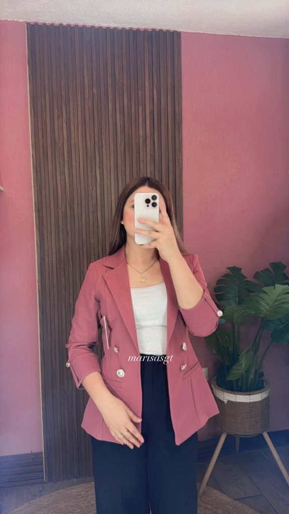 Blazer Manga 3/4  sin forro rosado