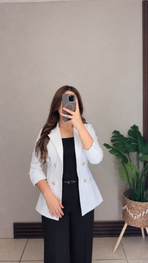 Blazer manga 3/4 sin forro blanco