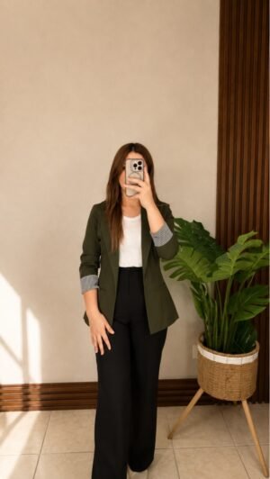 Blazer Manga Rayada Verde Militar