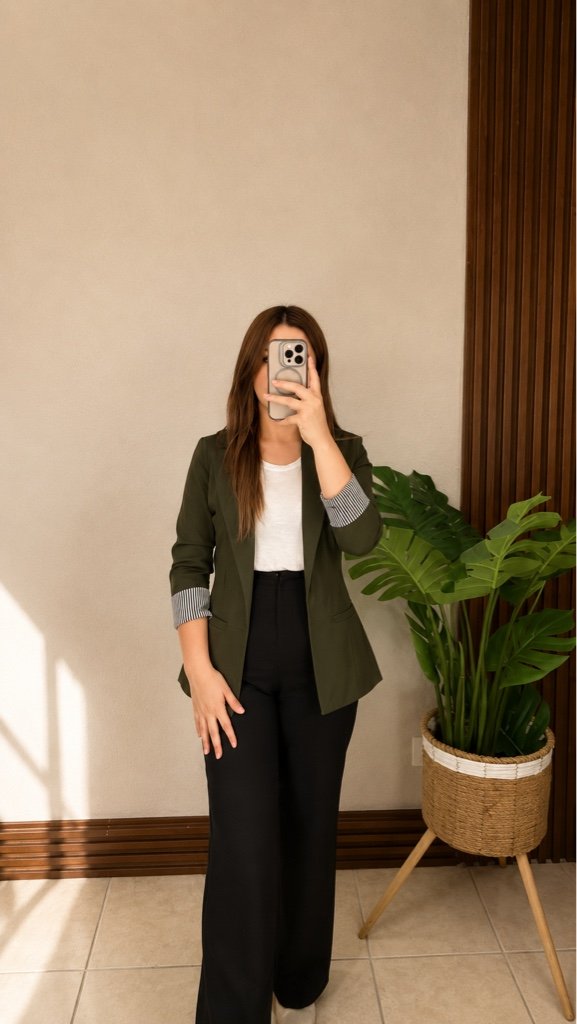 Blazer Manga Rayada Verde Militar
