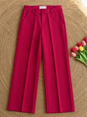 Pantalón de Vestir Corte Recto Rojo