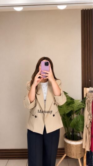 Blazer Manga 3/4 con Forro Beige