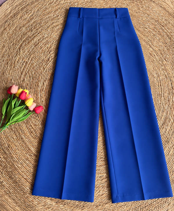 Pantalon de vestir con botones azul pavo