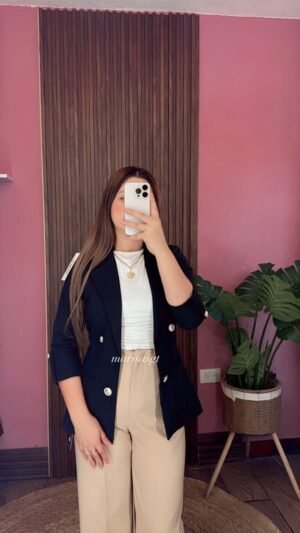 Blazer Manga 3/4 sin forro Negro