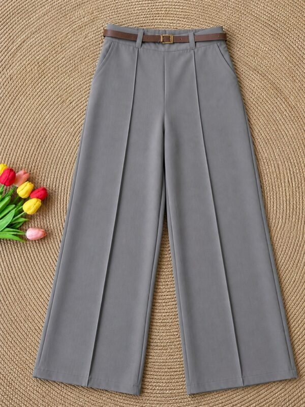 Pantalón de Vestir con Elástico Gris Claro