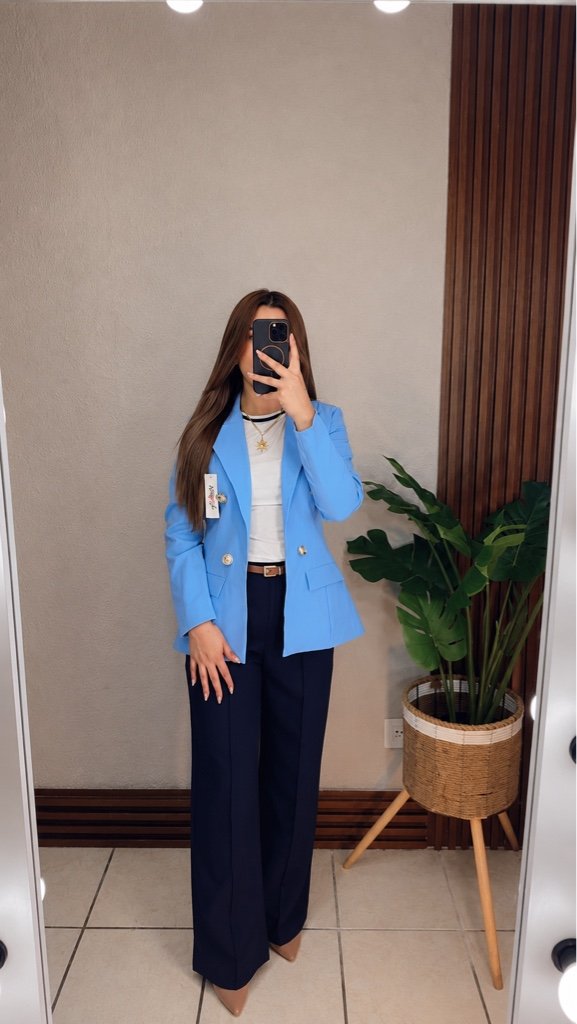 Blazer sin Forro Manga Normal Celeste