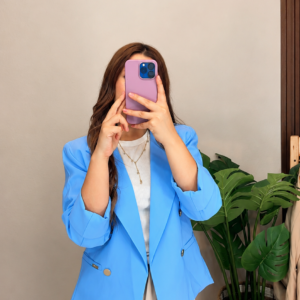 Blazer Manga 3/4 con Forro celeste