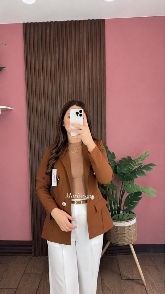 Blazer sin Forro Manga Normal Camel