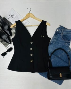Blusa tipo Chaleco Negro