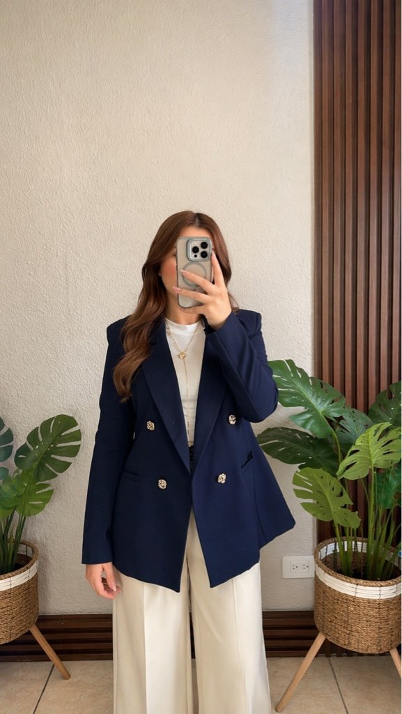 Blazer con Forro B/zucarita Azul Marino