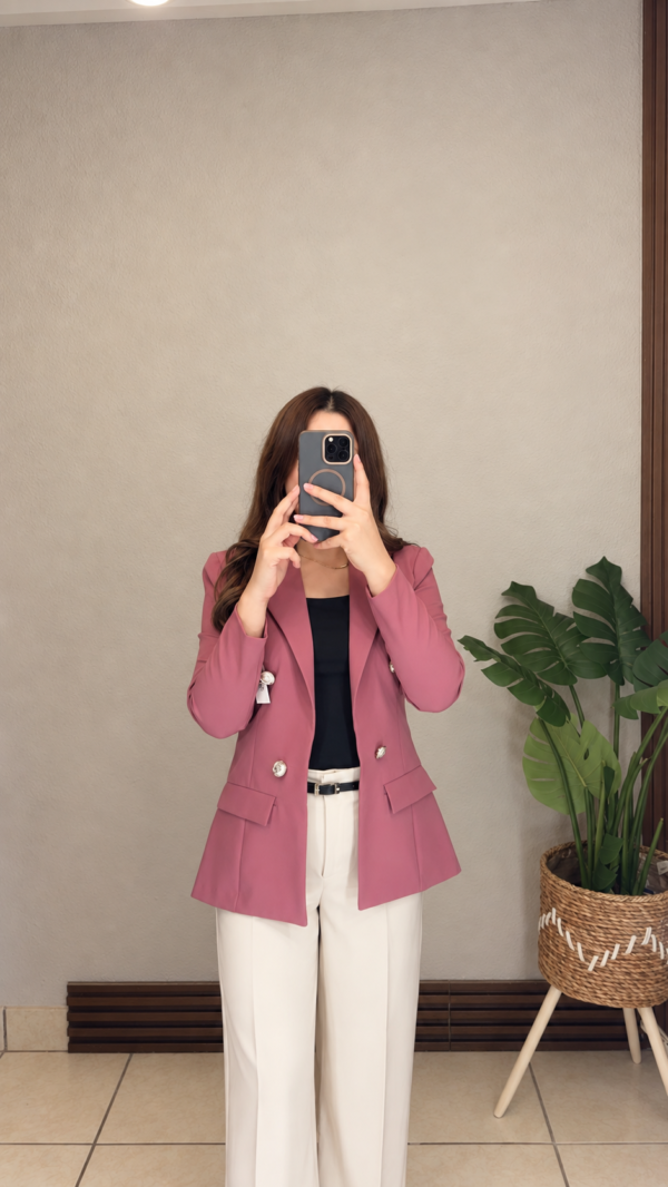 Blazer sin Forro Manga Normal Rosado