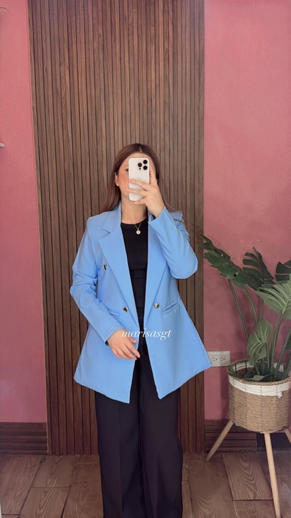 Blazer con Forro 4/B Celeste