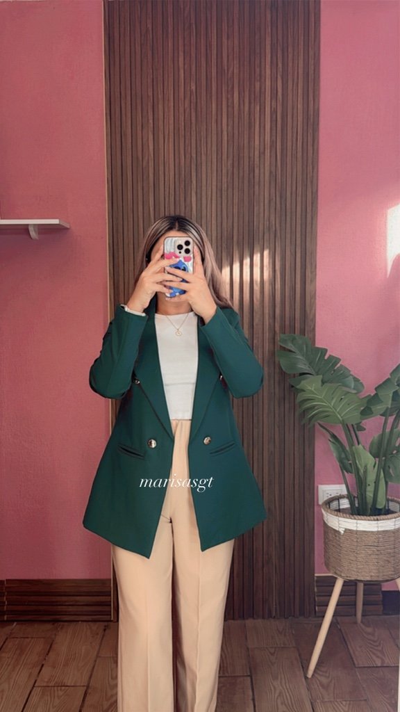 Blazer con Forro 4/B Verde Botella