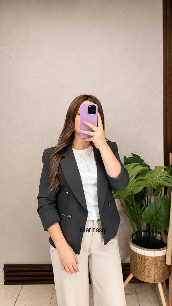 Blazer Manga 3/4 con Forro Gris Oscuro
