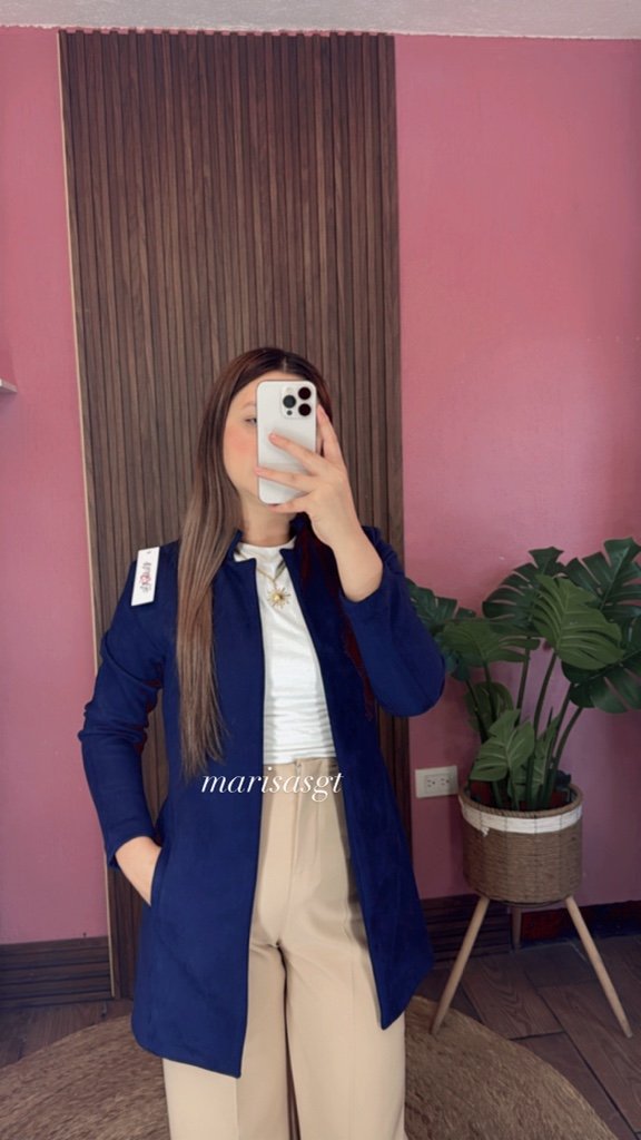 Blazer Gamuza Azul Marino
