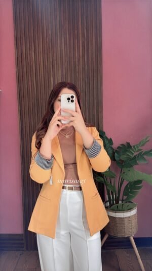 Blazer Manga Rayada Mostaza