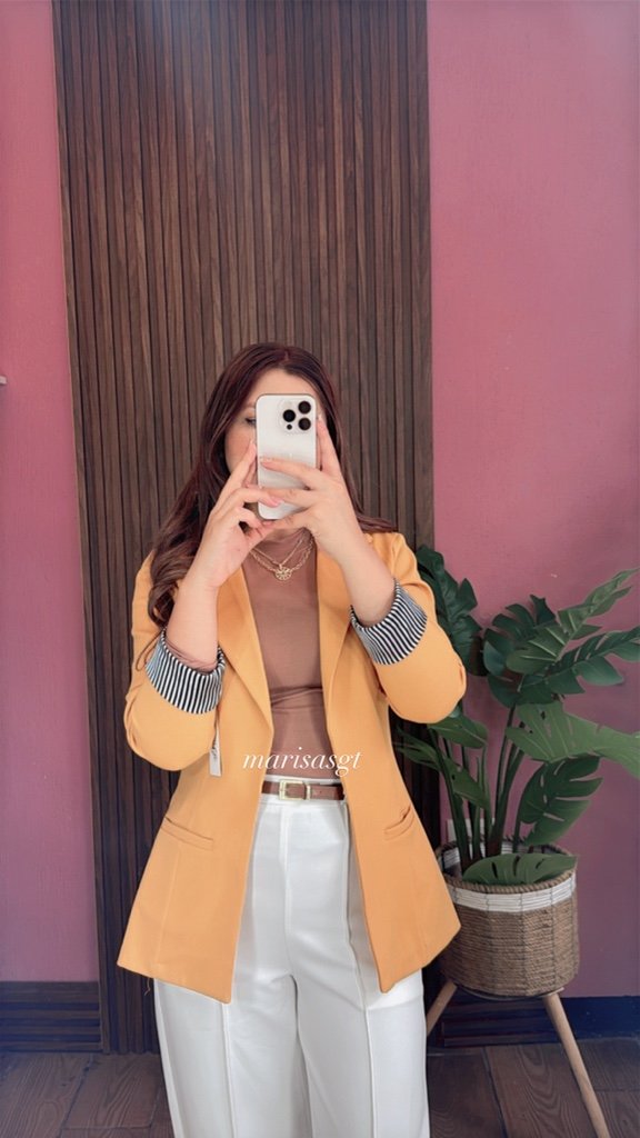 Blazer Manga Rayada Mostaza