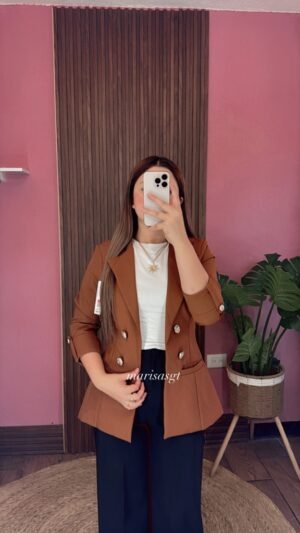 Blazer Manga 3/4 sin Forro Camel