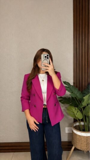 Blazer Manga 3/4 con Forro Magenta