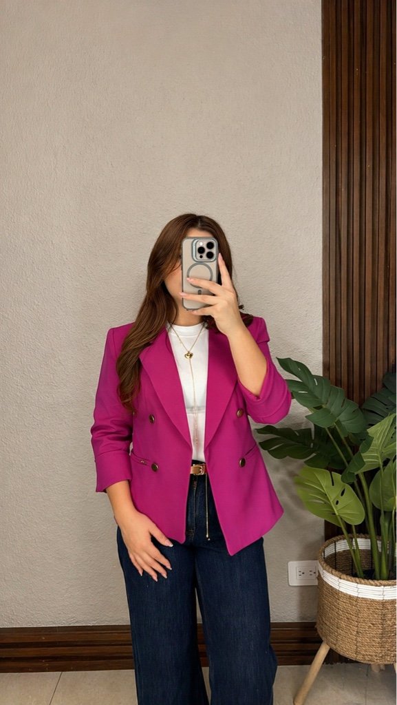 Blazer Manga 3/4 con Forro Magenta