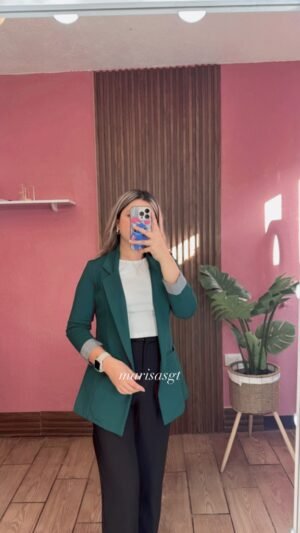 Blazer Manga Rayada Verde Botella