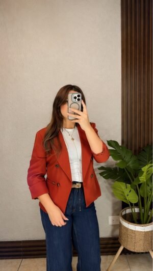 Blazer Manga 3/4 con Forro Ladrillo
