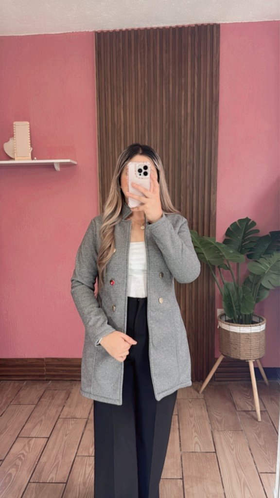 Abrigo Nikki Abierto Gris