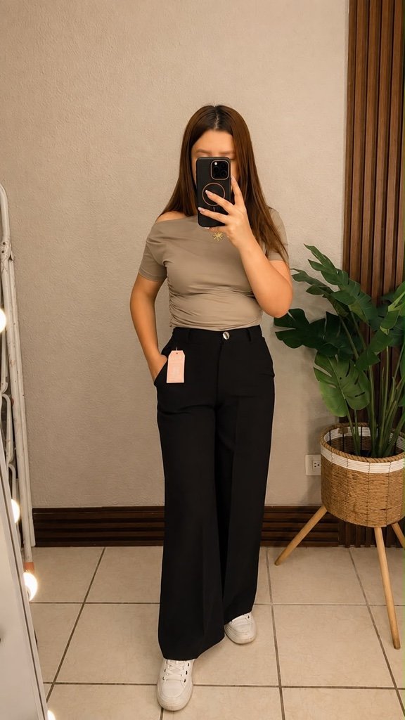 Pantalon de vestir con botones Negro