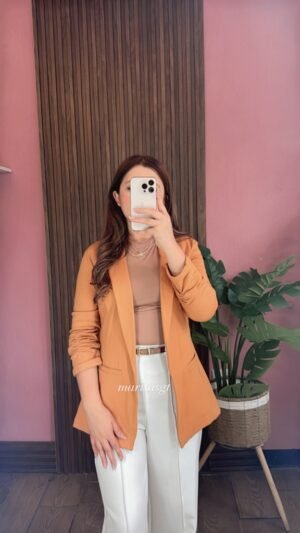 Blazer Manga Plisada Mostaza