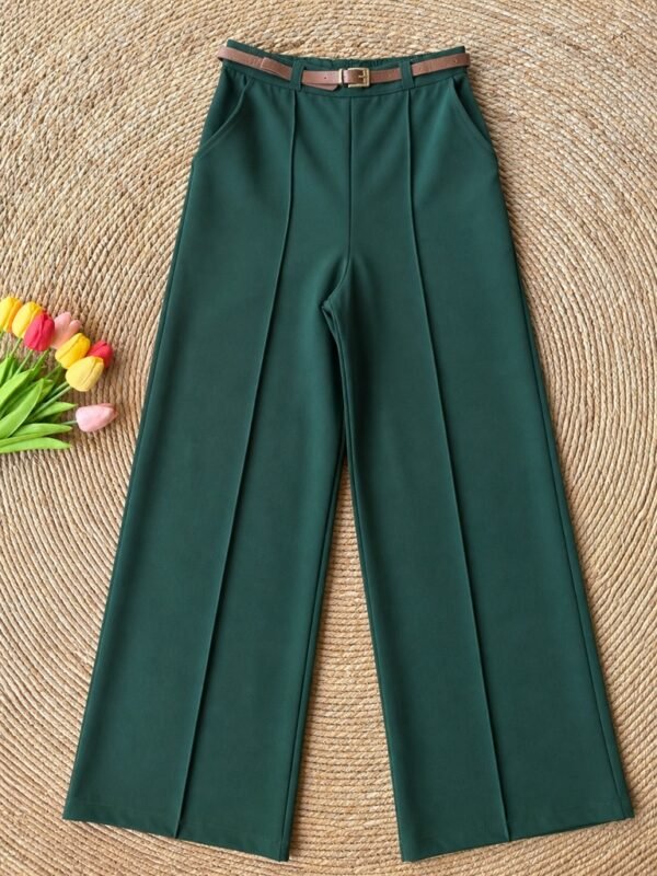 Pantalón de Vestir con Elástico Verde Botella