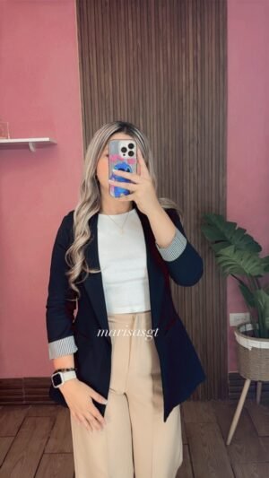 Blazer Manga Rayada Negro