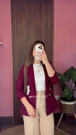 Blazer Manga 3/4 sin Forro Corinto