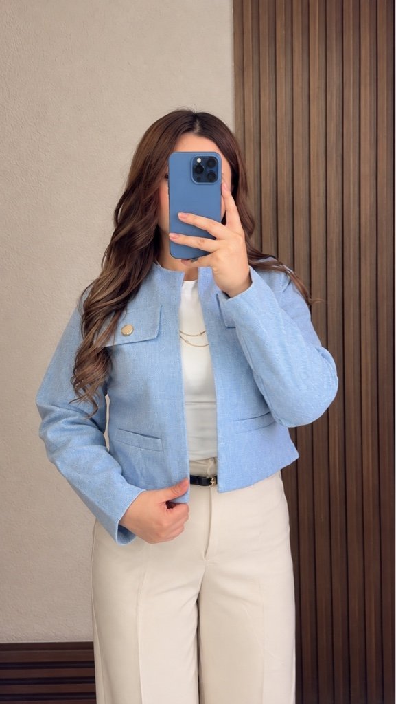 Chaqueta Corta de Paño Celeste