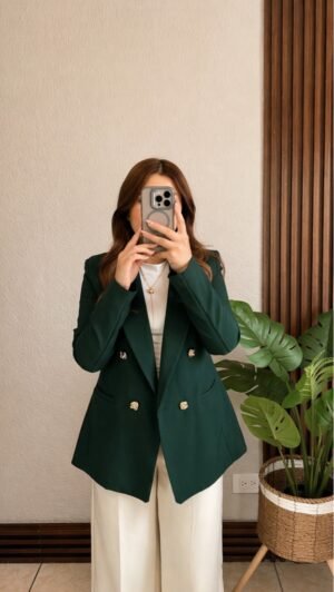 Blazer con Forro B/zucarita Verde Botella