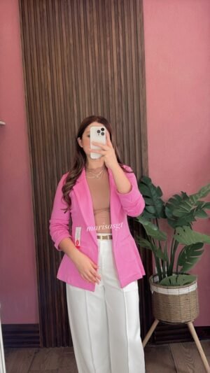 Blazer Manga Plisada Rosado