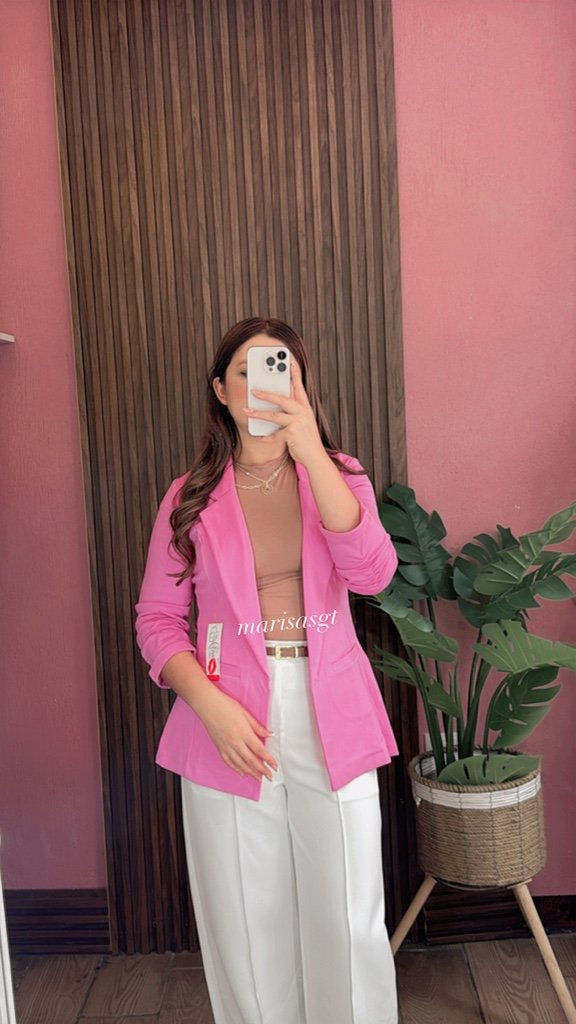 Blazer Manga Plisada Rosado