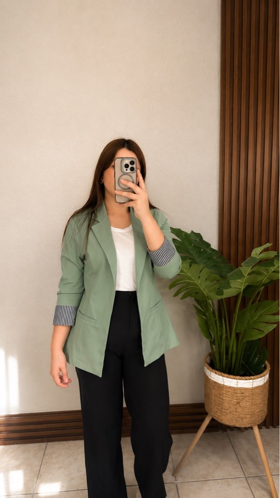 Blazer Manga Rayada Pistacho