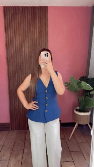 Blusa tipo Chaleco Azul Cobalto