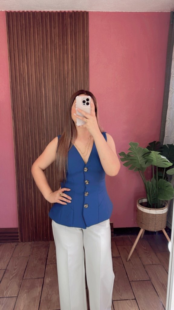 Blusa tipo Chaleco Azul Cobalto