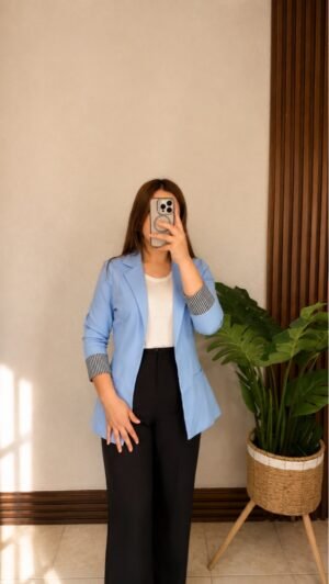 Blazer Manga Rayada Celeste